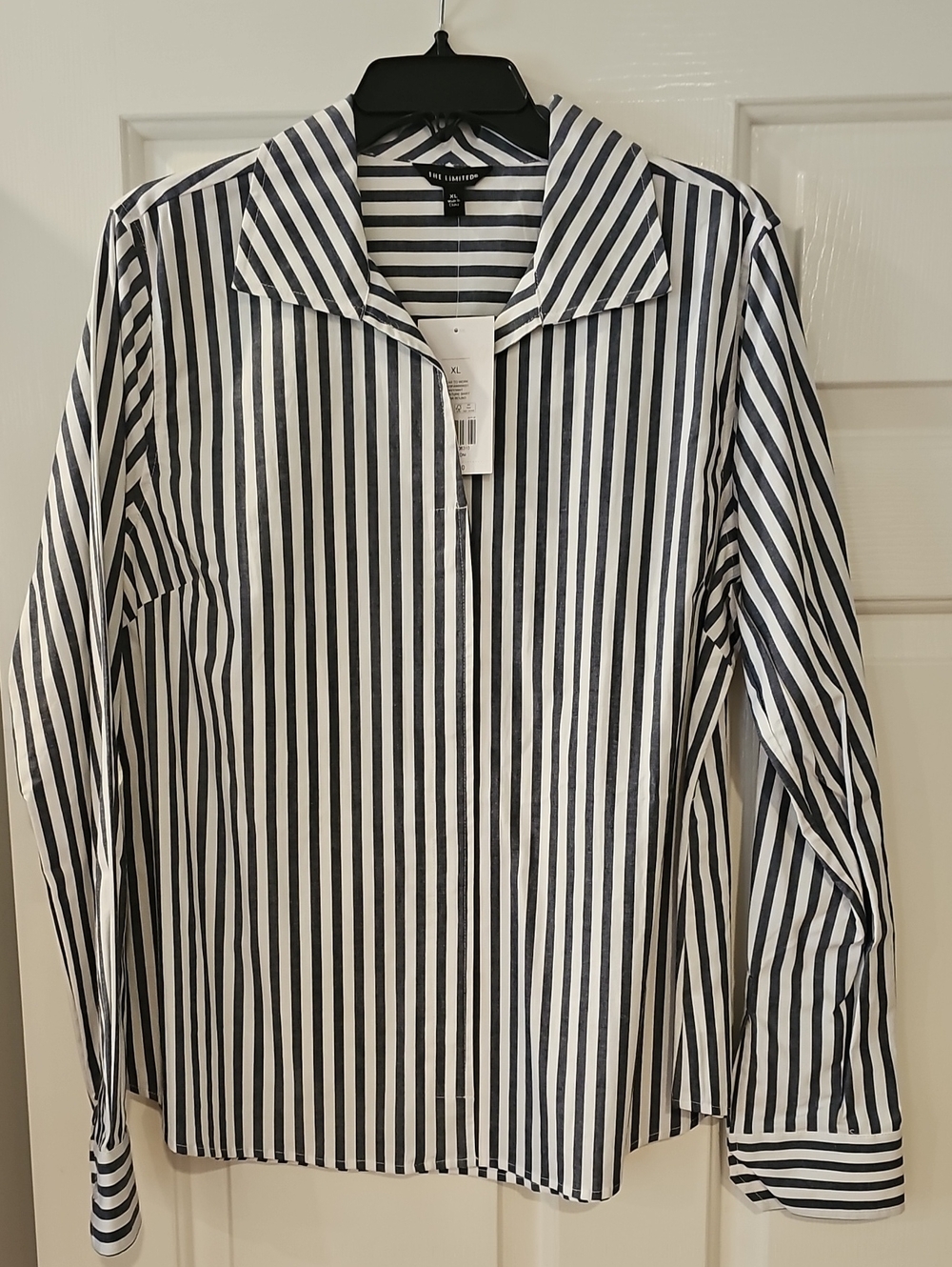 NWT! The Limited, Blue and White Vertical Stripe Women's Shirt, XL